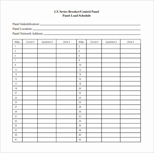 electrical panel schedule template pdf 1604