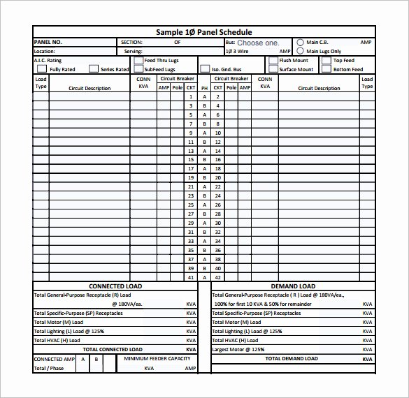 Electric Panel Schedule Template Luxury 19 Panel Schedule Templates Doc Pdf