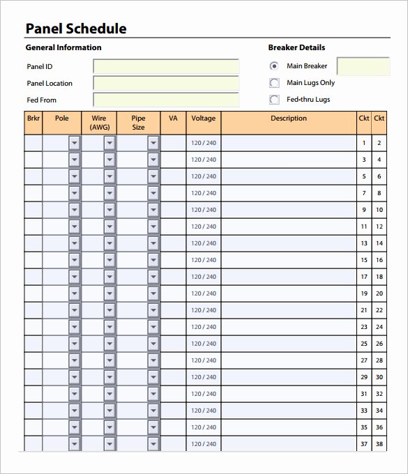 Electrical Panel Label Template Awesome 19 Panel Schedule Templates Doc Pdf