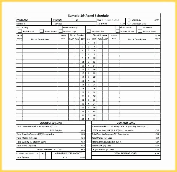 Electrical Panel Label Template Lovely Load Schedule Template Templates Data