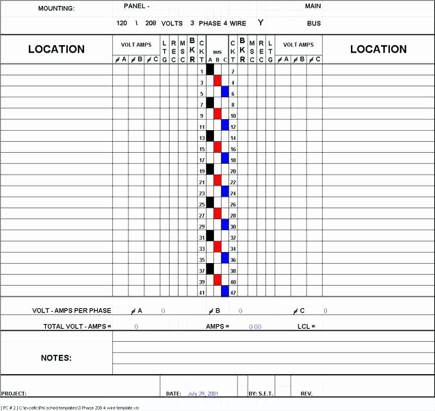 electrical panel schedule template pdf