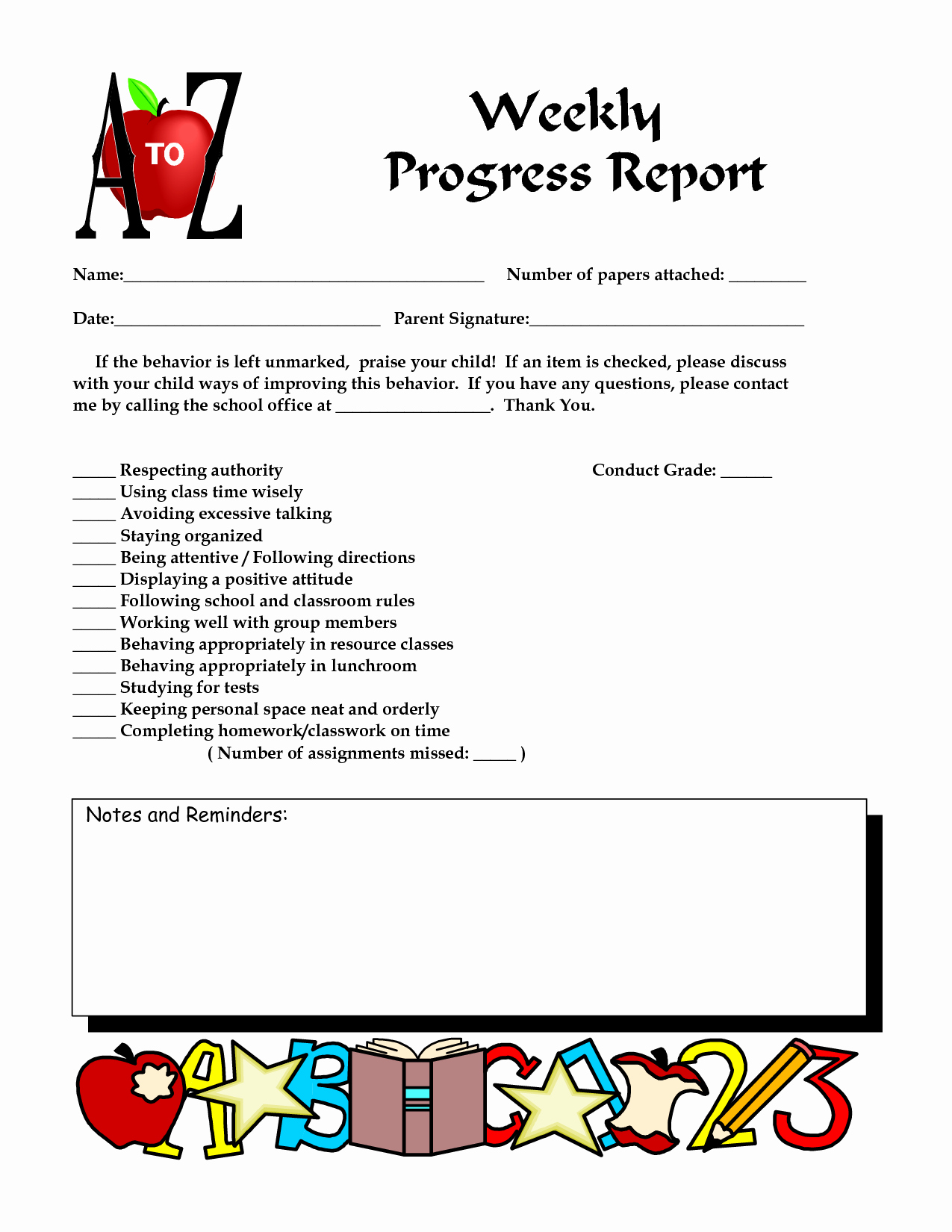 Elementary Progress Report Template Luxury 96 Weekly Progress Reports Elementary Weekly Progress