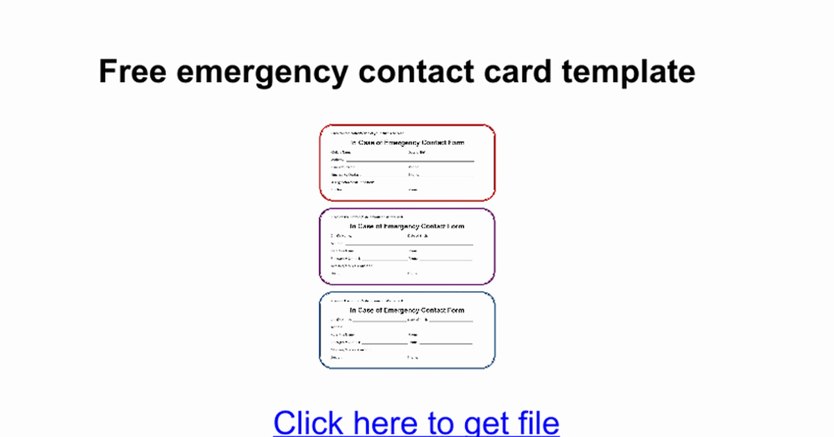 Emergency Contact Card Template Elegant Free Emergency Contact Card Template Google Docs