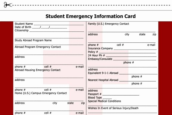 Emergency Contact Card Template Inspirational Emergency Card Template Beepmunk
