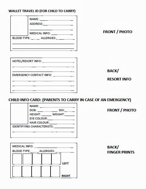Emergency Information Card Template Best Of Cathy Thinking Out Loud Easy to Make Kids Id &amp;