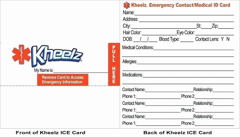 Emergency Information Card Template Unique Contact Card Template Free Printable Word Emergency