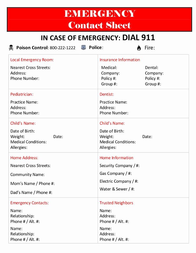 Emergency Phone Numbers Template Best Of 7 Best Images About Emergency Contact Printables On