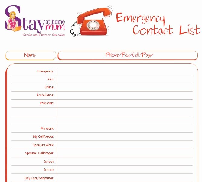 Emergency Phone Numbers Template Fresh 17 Best Images About Emergency Contact Information On