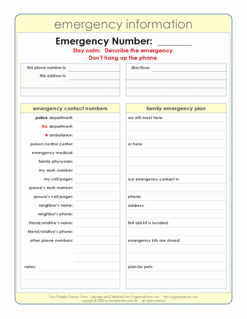 Emergency Phone Numbers Template Unique Hoss S World January 2011
