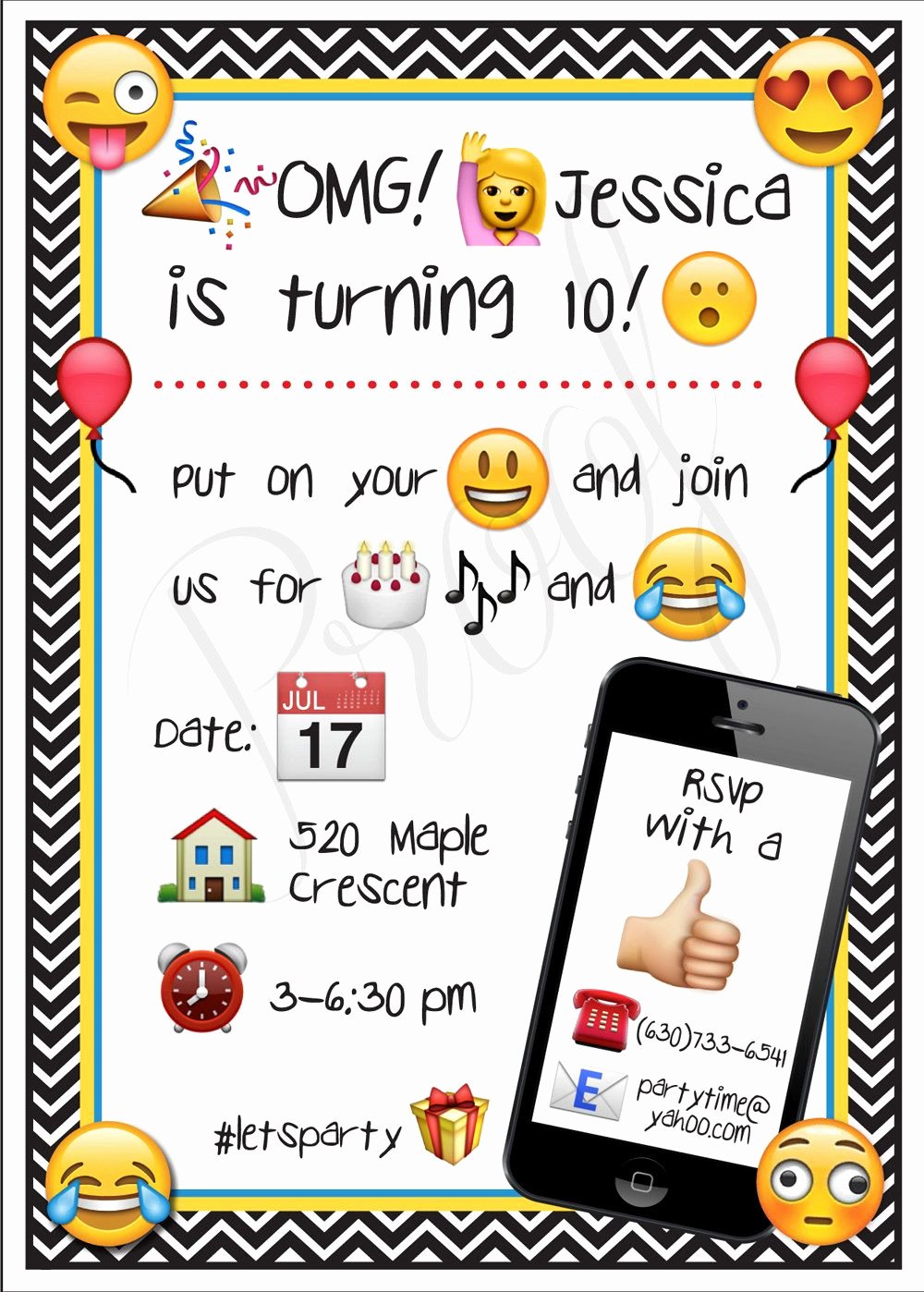 Emoji Birthday Invitation Template Awesome Emoji Birthday Invitation Digital File Por