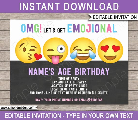 Emoji Birthday Invitation Template Unique Emoji Invitation Template Emoji Birthday Party theme