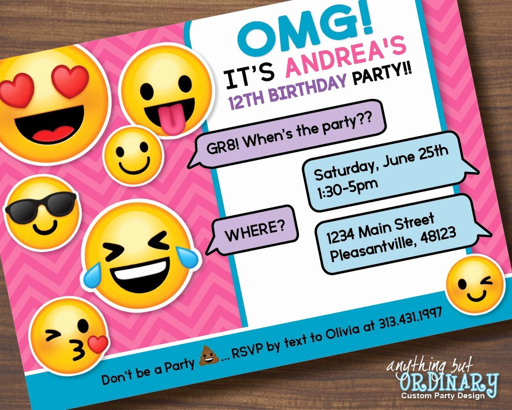 Emoji Invitation Template Free Awesome Printable Emoji Birthday Party Invite Girl S Emoji
