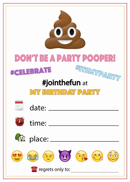 Emoji Invitation Template Free Beautiful Printable Emoji Birthday Party Invitations Il Fullxfull