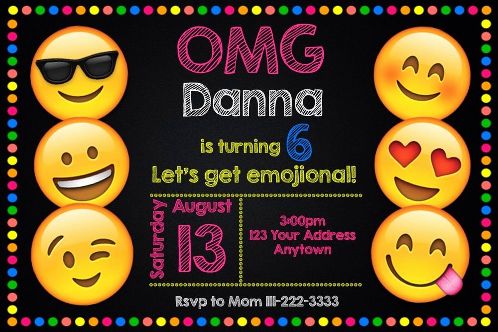 Emoji Invitation Template Free Unique Emoji Emoticon Birthday Party Invitations Personalized