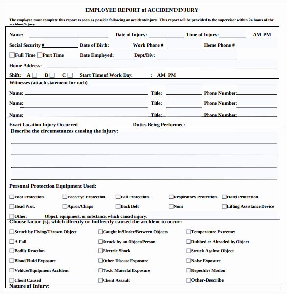 Employee Accident Report Template Awesome 14 Sample Accident Report Templates Pdf Word Pages