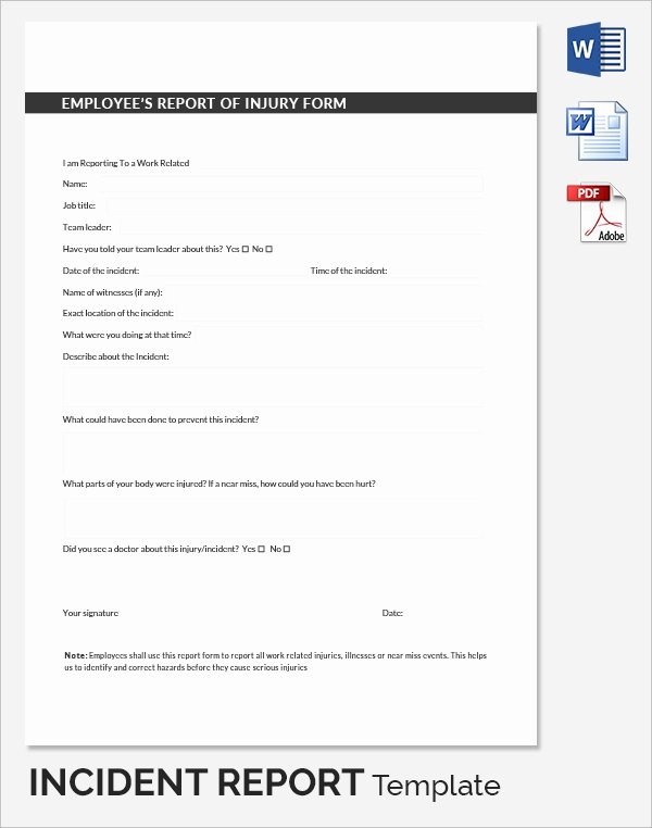 Employee Accident Report Template Elegant 17 Sample Incident Reports