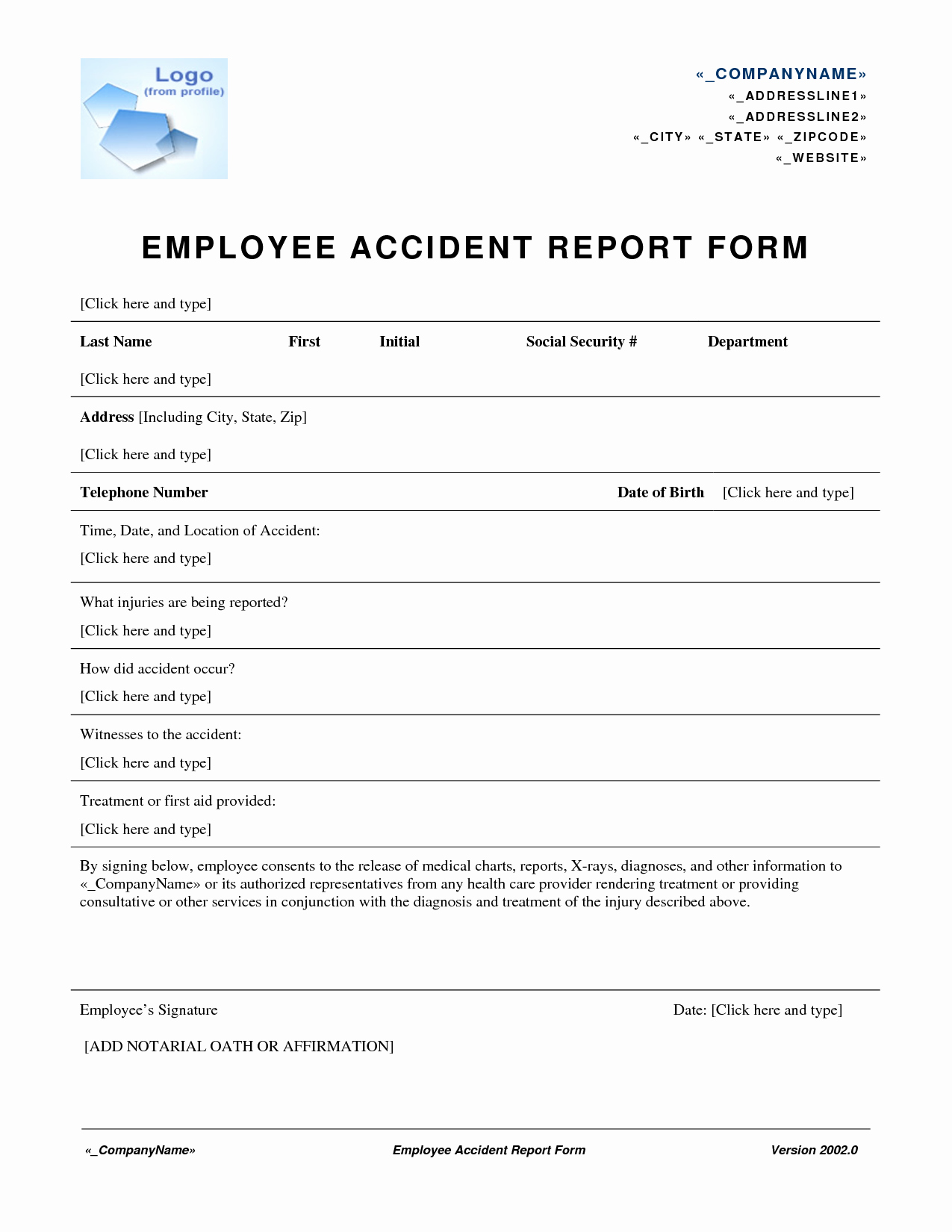 Employee Accident Report Template New Best S Of Employee Accident Report form Employee