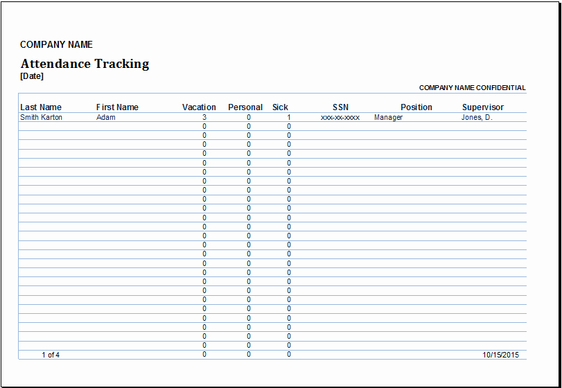 Employee attendance Record Template Elegant Excel Employee attendance Tracker Template