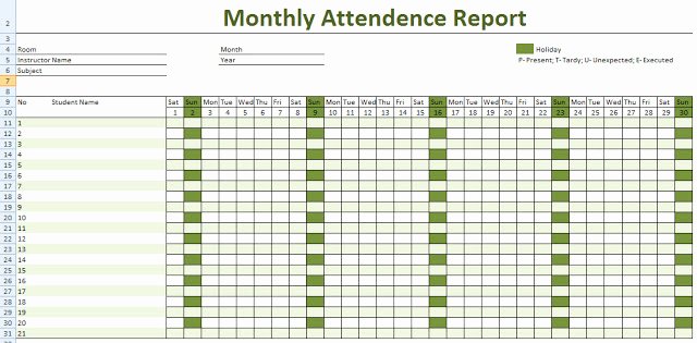 Employee attendance Record Template New Free Employee attendance Calendar