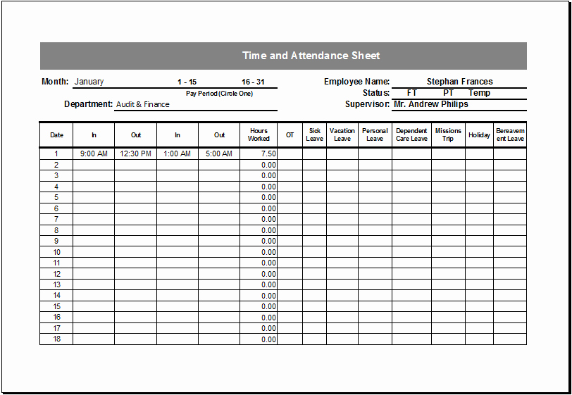 Employee attendance Record Template Unique 24 Best Samples Of attendance Sheet for Employees Thogati