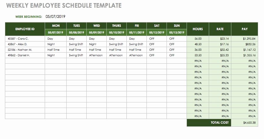 Employee Break Schedule Template New 17 Free Timesheet and Time Card Templates
