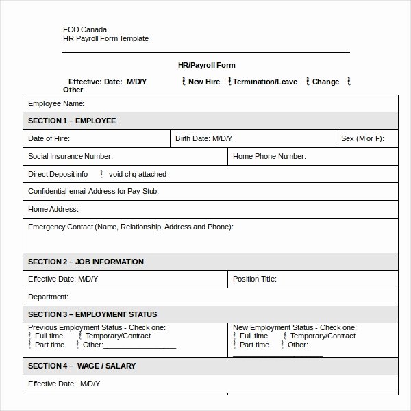 Employee Change form Template Best Of 8 Sample Employee Status Change forms Pdf Word Download