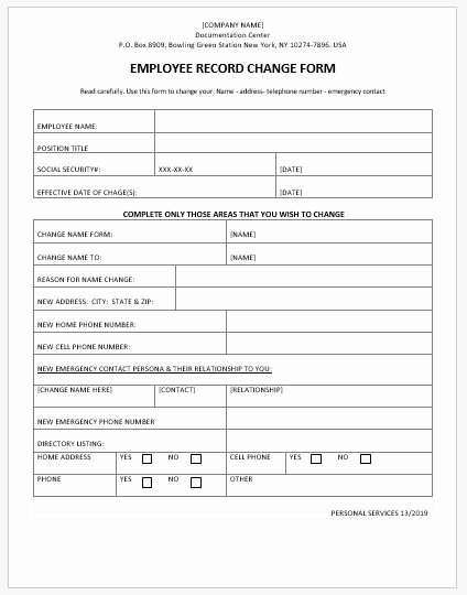 Employee Change form Template Best Of Employee Record Change form