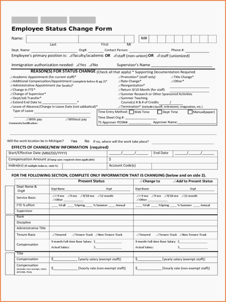 Employee Change form Template New why is Employee Status Change form