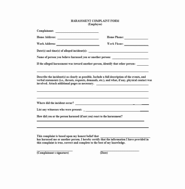Employee Complaint form Template Elegant 49 Employee Plaint form &amp; Letter Templates Template
