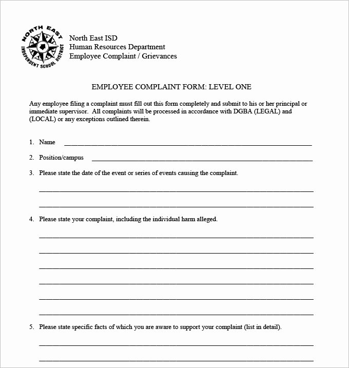 Employee Complaint form Template Fresh Employee Grievance form Template You Will Never Believe