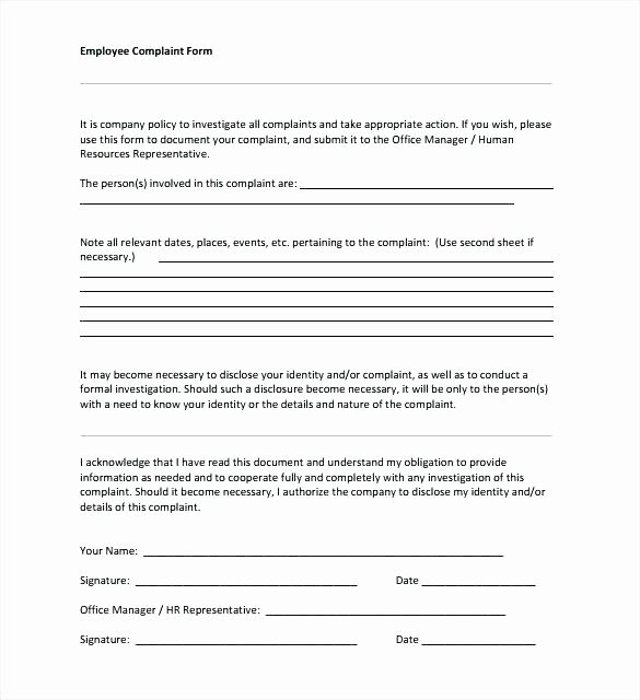Employee Complaint form Template Fresh Grievance Report Template Hr Management Report Template