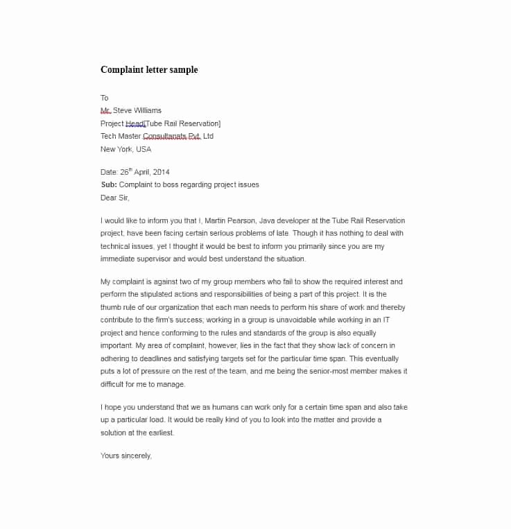 Employee Complaint form Template Unique 49 Employee Plaint form &amp; Letter Templates Template