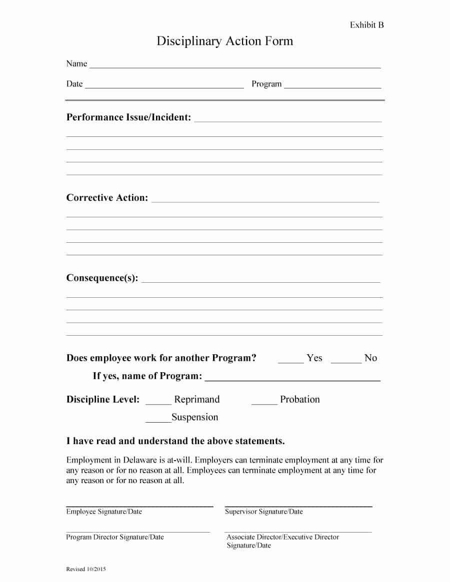 Employee Discipline form Template Awesome 46 Effective Employee Write Up forms [ Disciplinary