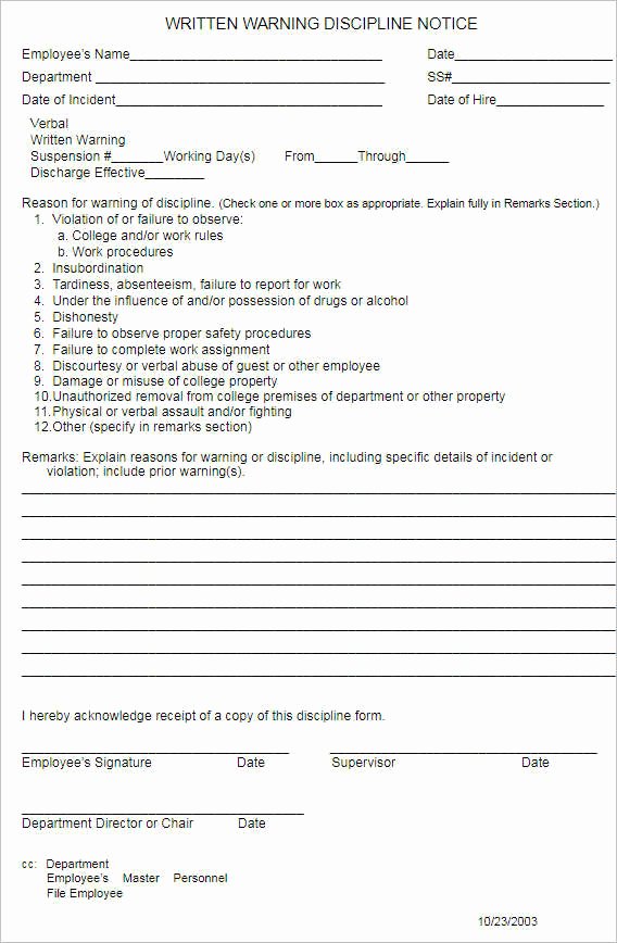 Employee Discipline form Template Beautiful 26 Employee Write Up form Templates Free Word