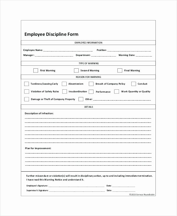 Employee Discipline form Template Inspirational Employee Discipline form 6 Free Word Documents Download