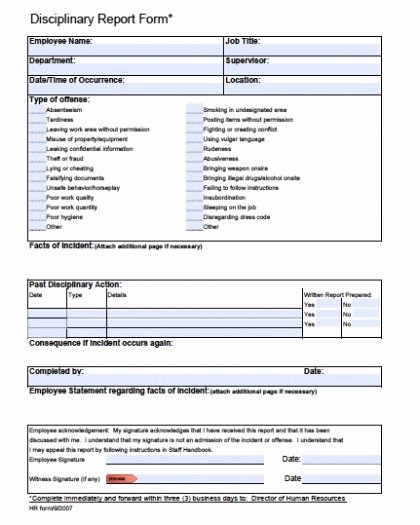 Employee Discipline form Template Lovely Download Employee Write Up forms