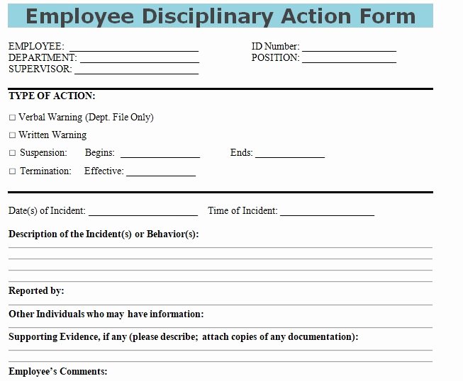 Employee Discipline form Template New Get Employee Disciplinary Action form Doc Template Excel