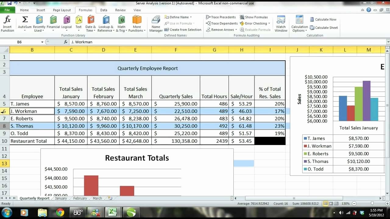 Employee Evaluation Template Excel Awesome Ms Excel 2010 Tutorial Employee Sales Performance Report