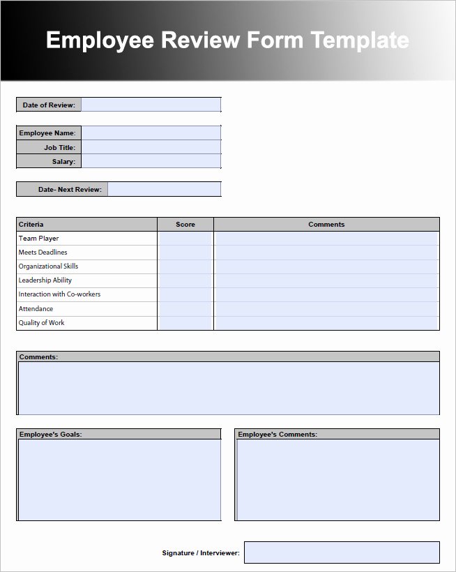 Employee Evaluation Template Excel Luxury 26 Employee Performance Review Templates Free Word Excel