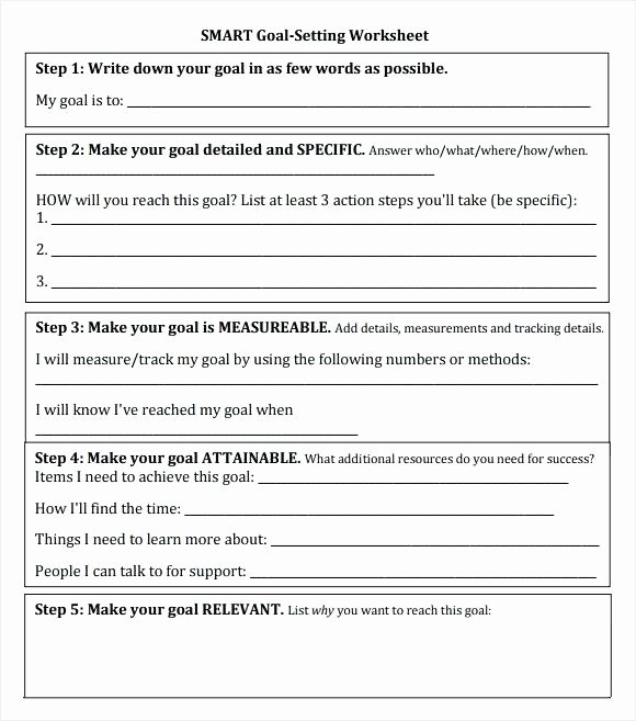 Employee Goal Setting Template Unique Smart Goals Worksheet for Employees