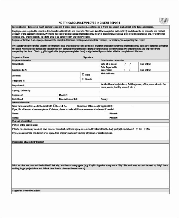 Employee Incident Report Template Awesome 20 Sample Incident Report Templates Pdf Doc