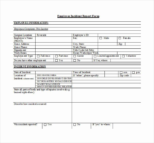 Employee Incident Report Template Awesome Employee Incident Report Template 10 Free Pdf Word