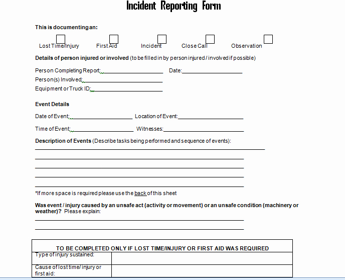 Employee Incident Report Template Inspirational Get Employee Incident Report form Doc Project Management