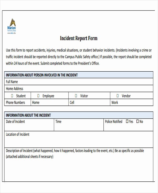 Employee Incident Report Template Lovely 37 Incident Report Templates Pdf Word