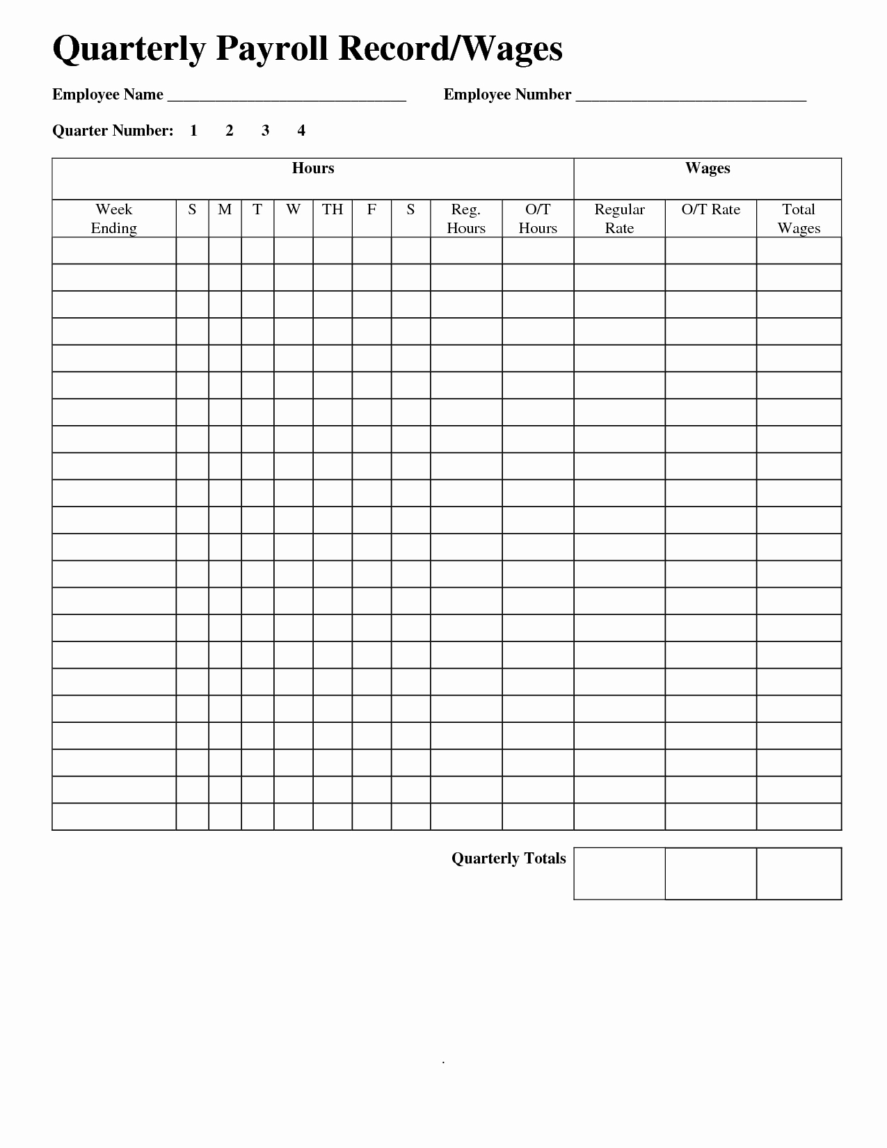 Printable Employee Payroll Ledger Template