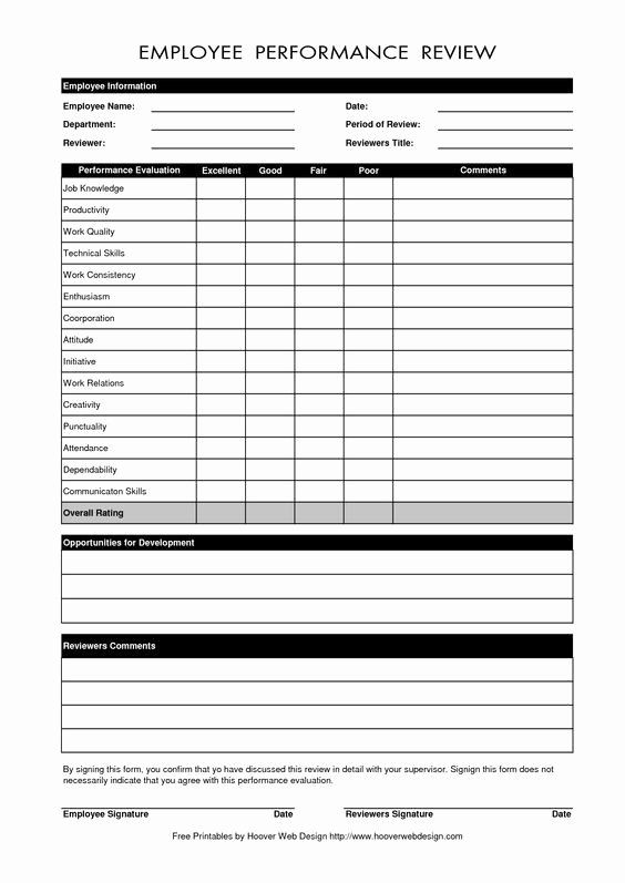 Employee Performance Log Template Luxury Free Employee Performance Evaluation form Template