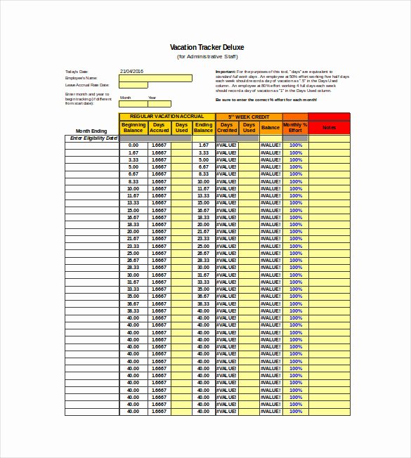 Employee Performance Tracking Template Inspirational 7 Vacation Tracking Templates Free Sample Example