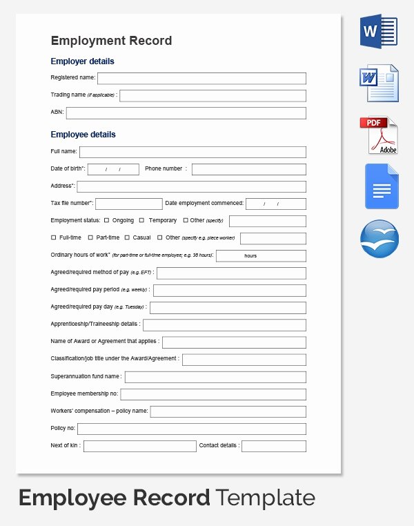 Employee Personnel File Template Elegant Employee Record Templates 32 Free Word Pdf Documents