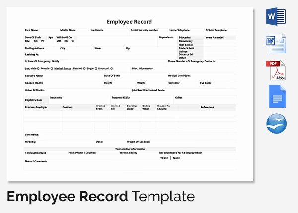Employee Personnel File Template Inspirational Employee Record Templates 32 Free Word Pdf Documents