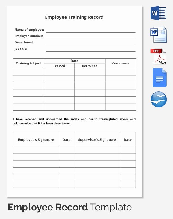 Employee Personnel File Template Inspirational Employee Record Templates 32 Free Word Pdf Documents